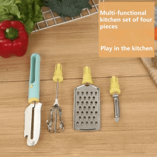 Stainless Steel 4 in 1 Kitchen Tools Set for Easy Food Preparation Price in Pakistan | LAPTAB