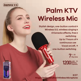 REMAX K07 Wireless Handheld Microphone with Built-in Speaker and Voice Filters