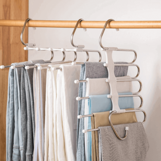 Pack of 3 Clothes Hanger Adjustable Trouser Storage Rack