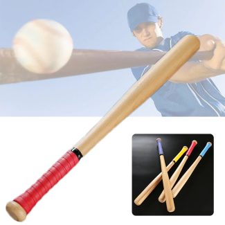 Solid Wood Polished Baseball Bat with Non-Slip Grip for Training and Play