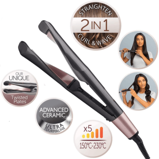 2 In 1 Twisted Hair Straightener and Curler Iron with Fast Heating Technology Price in Pakistan | LAPTAB