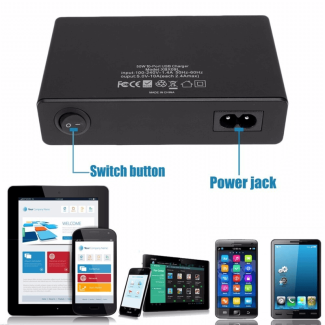 USB Hub 10-Port Quick Charge USB Charger Station with Switch Button, Black Price in Pakistan | LAPTAB