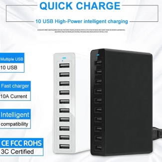 USB Hub 10-Port Quick Charge USB Charger Station with Switch Button, Black Price in Pakistan | LAPTAB