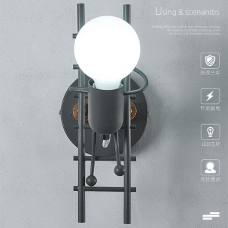 Little Man Black Iron Bulb Holder for LED Lights, 12cm x 28cm x 17cm Price in Pakistan | LAPTAB
