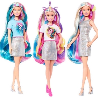 Barbie fantasy hair doll sales with mermaid and unicorn looks