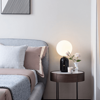 Glass Ball Desk Lamp - E27 Iron and Glass, Gold & Matte White Finish Price in Pakistan | LAPTAB