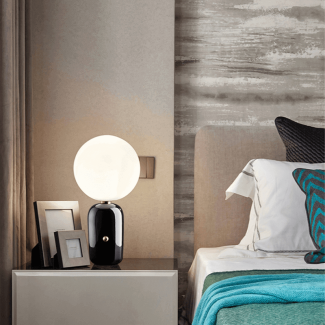 Glass Ball Desk Lamp - E27 Iron and Glass, Gold & Matte White Finish Price in Pakistan | LAPTAB