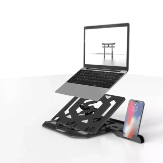 Rotatable Laptop Stand with Phone Holder, Portable and Adjustable, Black Price in Pakistan | LAPTAB