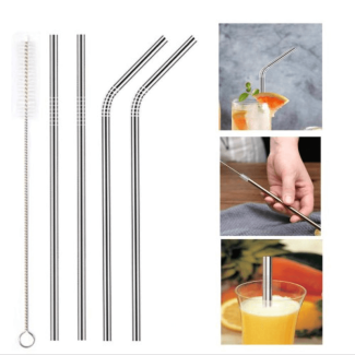 Reusable Stainless Steel Straws Set of 5 with Cleaning Brush Price in Pakistan | LAPTAB