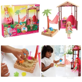 Barbie Chelsea Tiki Hut Playset with Roof, Swing Chair, and Accessories Price in Pakistan | LAPTAB