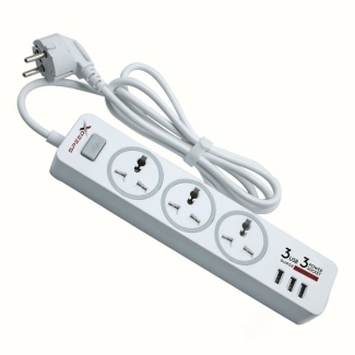 Speed X-303 Power Strip with 3 Switch Sockets and 3 USB Ports Price in Pakistan | LAPTAB