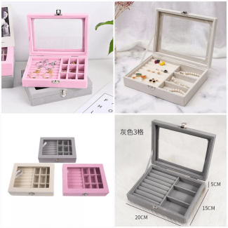 Velvet Rings and Earrings Organizer Storage Box