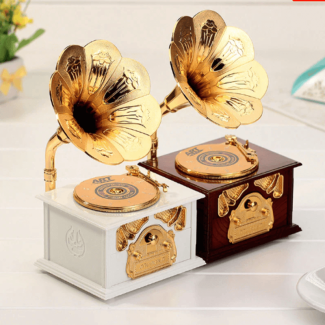 Gramophone Style Music Storage Box - Mechanical Music Box for Decor and Keepsakes Price in Pakistan | LAPTAB
