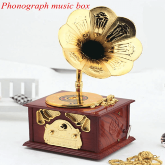 Gramophone Style Music Storage Box - Mechanical Music Box for Decor and Keepsakes Price in Pakistan | LAPTAB