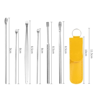 Portable Ear Scoop Set - 6 Pieces Stainless Steel Wax Removal Kit Price in Pakistan | LAPTAB