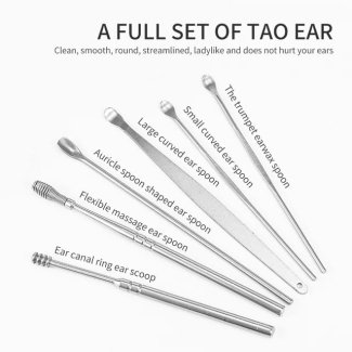 Portable Ear Scoop Set - 6 Pieces Stainless Steel Wax Removal Kit Price in Pakistan | LAPTAB