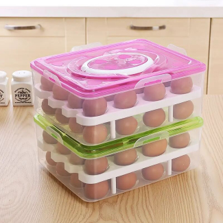 Egg Storage Holder Box - Double Layer with 32 Grids, Food Safe Material Price in Pakistan | LAPTAB