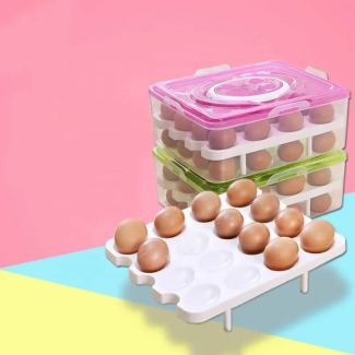 Egg Storage Holder Box - Double Layer with 32 Grids, Food Safe Material Price in Pakistan | LAPTAB