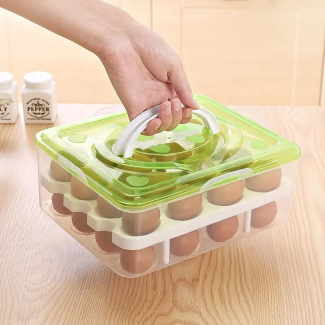 Egg Storage Holder Box - Double Layer with 32 Grids, Food Safe Material Price in Pakistan | LAPTAB