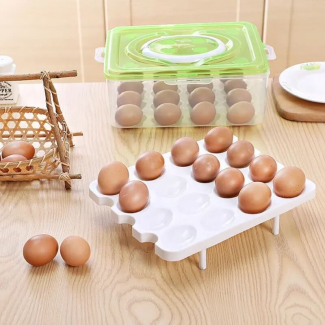 Egg Storage Holder Box - Double Layer with 32 Grids, Food Safe Material Price in Pakistan | LAPTAB