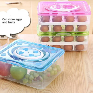Egg Storage Holder Box - Double Layer with 32 Grids, Food Safe Material Price in Pakistan | LAPTAB