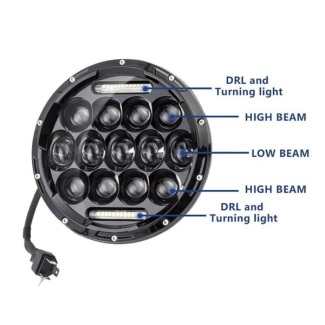 Universal 7 Inch 75W 13 LED Round Projector Headlight for Long-Distance Visibility Price in Pakistan | LAPTAB
