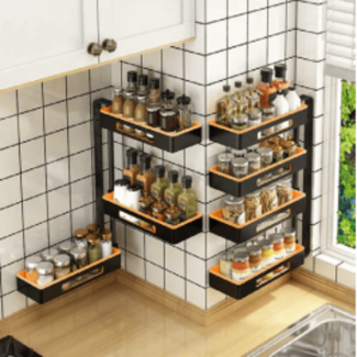 2 Tier Wall Mounted Rotating Spice Rack for Efficient Kitchen Organization