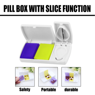 Mini Portable Travel Pill Cutter Splitter Divider Storage Box