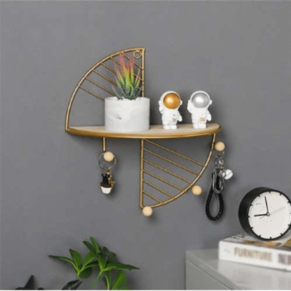 Creative Wall Iron Shelf - Black Metal and Wood Display Storage Solution Price in Pakistan | LAPTAB