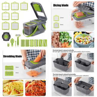 22-in-1 Vegetable Cutter with Stainless Steel Blades and Interchangeable Accessories Price in Pakistan | LAPTAB