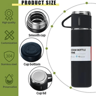 3 in 1 Vacuum Insulated Thermos Flask Set with Cup Lid, 12-Hour Heat Retention Price in Pakistan | LAPTAB