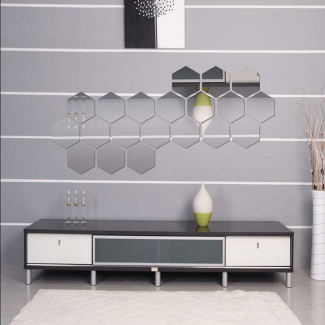 12 Pcs 3D Hexagon Acrylic Wall Mirror Stickers for Home Decor Price in Pakistan | LAPTAB