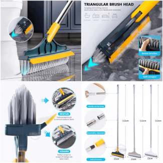 3 in 1 Floor Scrub Brush with Squeegee - Triangular Head for Deep Cleaning Price in Pakistan | LAPTAB