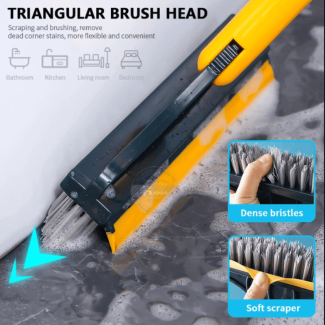3 in 1 Floor Scrub Brush with Squeegee - Triangular Head for Deep Cleaning Price in Pakistan | LAPTAB