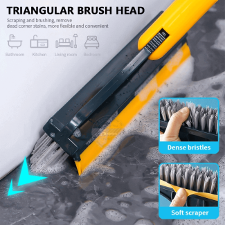 3 in 1 Floor Scrub Brush with Squeegee - Triangular Head for Deep Cleaning Price in Pakistan | LAPTAB