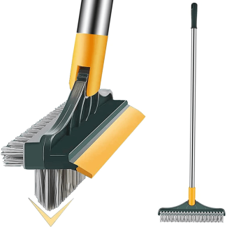 3 in 1 Floor Scrub Brush with Squeegee - Triangular Head for Deep Cleaning Price in Pakistan | LAPTAB