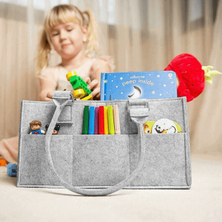Baby Diaper Caddy Organizer - Felt Bag with Multiple Compartments, Grey Price in Pakistan | LAPTAB