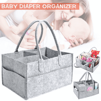 Baby Diaper Caddy Organizer - Felt Bag with Multiple Compartments, Grey Price in Pakistan | LAPTAB