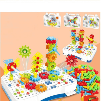 2 In 1 Magic Plate Puzzle Building Blocks Set with 190 Pieces and Drill Price in Pakistan | LAPTAB