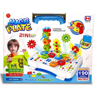 2 In 1 Magic Plate Puzzle Building Blocks Set with 190 Pieces and Drill Price in Pakistan | LAPTAB