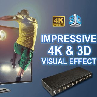 1 In 8 Powered 4K HDMI Splitter with Charger - 8 Output Ports, Metal Enclosure Price in Pakistan | LAPTAB