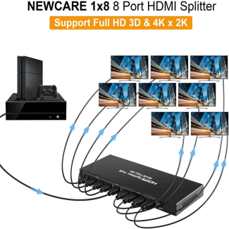 1 In 8 Powered 4K HDMI Splitter with Charger - 8 Output Ports, Metal Enclosure Price in Pakistan | LAPTAB