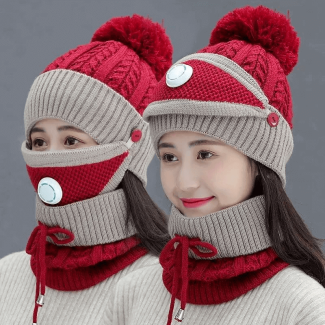 3pcs Women's Winter Warm Knitted Hat, Scarf, and Mask Set Price in Pakistan | LAPTAB