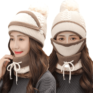 3pcs Women's Winter Warm Knitted Hat, Scarf, and Mask Set Price in Pakistan | LAPTAB