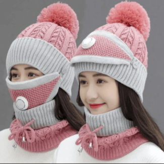 3pcs Women's Winter Warm Knitted Hat, Scarf, and Mask Set Price in Pakistan | LAPTAB