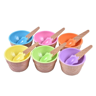 Pack of 2 Cute Ice Cream Bowls with Cone Design Spoon for Kids Price in Pakistan | LAPTAB