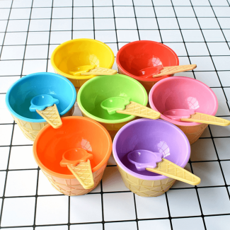 Pack of 2 Cute Ice Cream Bowls with Cone Design Spoon for Kids Price in Pakistan | LAPTAB