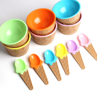 Pack of 2 Cute Ice Cream Bowls with Cone Design Spoon for Kids Price in Pakistan | LAPTAB