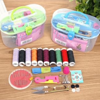 Household Sewing Kit Portable Sewing Box with Transparent Organizer and Threads