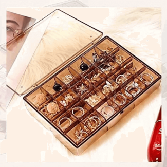 2 Layer Acrylic Grid Jewelry Organizer - Portable Storage for Jewelry & Pills Price in Pakistan | LAPTAB